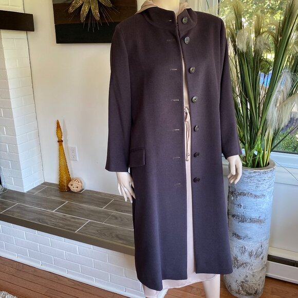 Jaeger Wool Cashmere Angora Overcoat Great Britain Sz12 - Picture 2 of 14